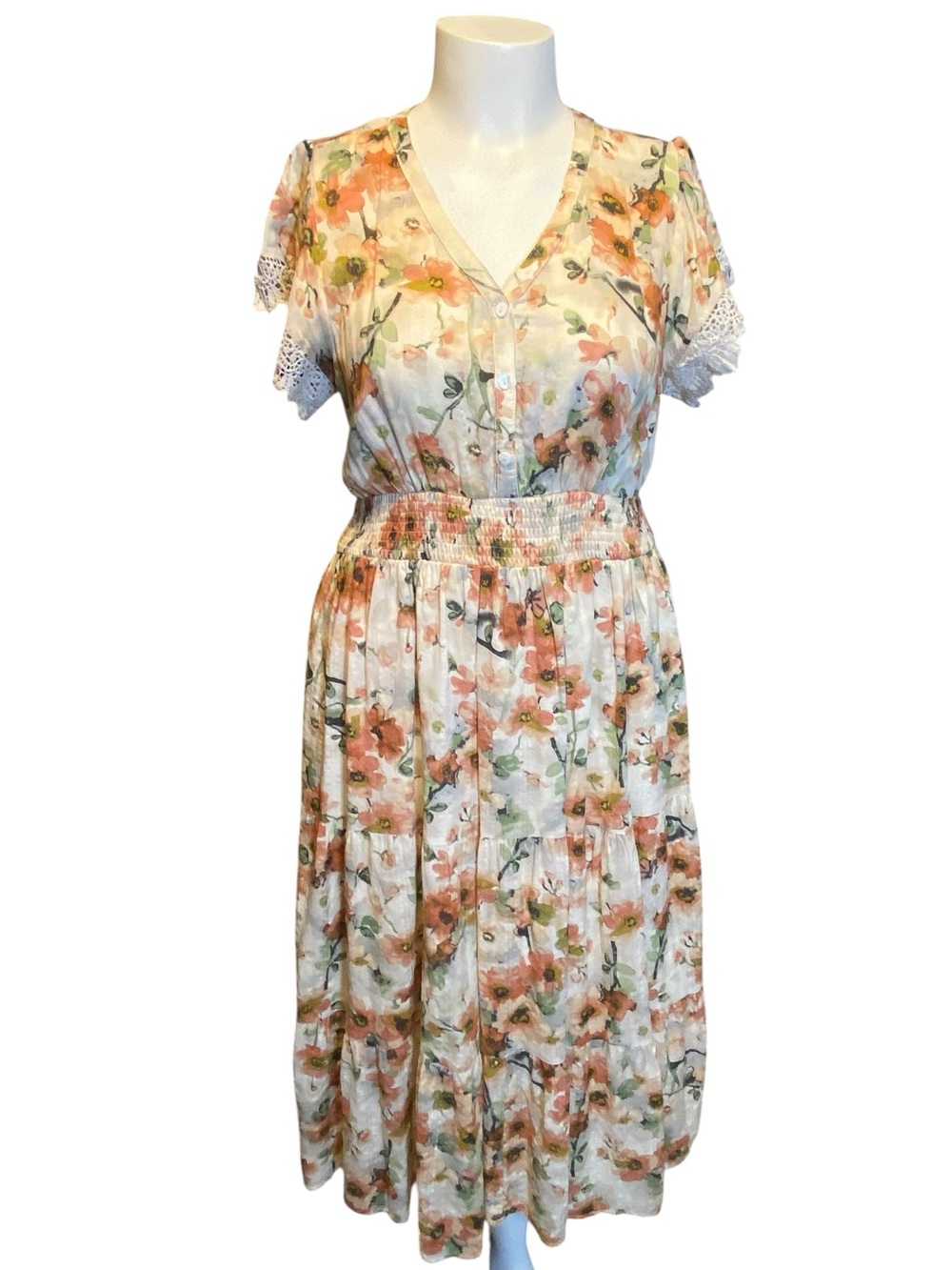Baltic Born Floral Crochet cottagecore Dress Women’s Size L - Picture 2 of 13